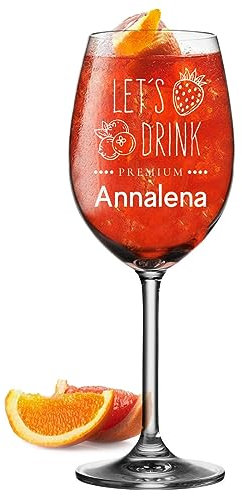 polar-effekt Aperitif-Glas 460 ml Volumen mit personalisierter Gravur - mit Namen veredelt - Geschenk für die Freundin - für Aperol Spritz, Lillet und Sarti - Cocktailglas für Frauen