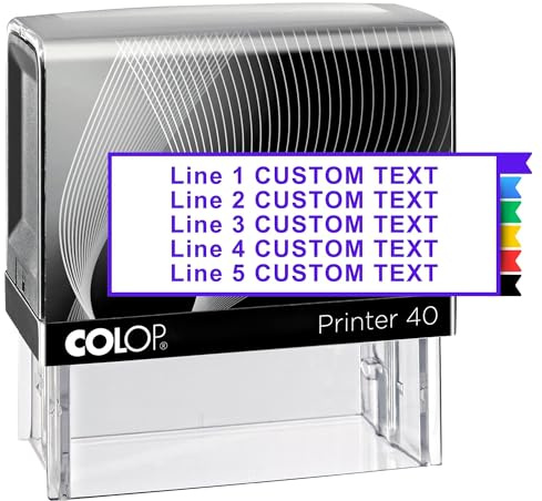 StampBee Large size Custom Stamp - Up to 5 Lines of Personalized Text, 6 Ink Colors & Many Fonts, Self Inking Business Stamp, Personal use, Return Address, Labels, Name, Office Supplies, Rubber Stamps
