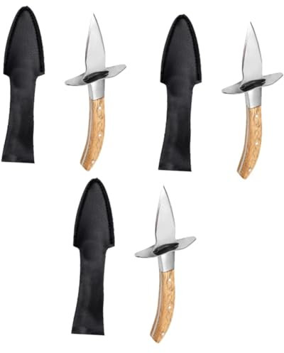 Alipis 3 Pz Coltello Per Ostriche Con Manico in Legno Nife Coltelli Per Sgusciare Ostriche Apri Di Frutti Di Mare Apriscatole Per Gusci Di Granchio Crostacei Aragosta Pu Coltello Da Pesca
