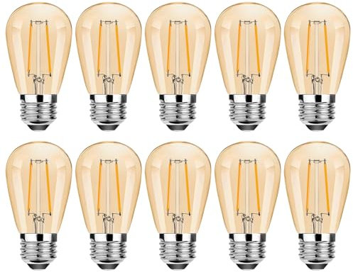 ProCrus Lampadina E27 LED dimmerabile, lampadina Vintage 2W S14 E27, 2700K bianco caldo, 180 Lumen sostituisce le lampadine a incandescenza da 15 Watt, ambra, 10 pezzi