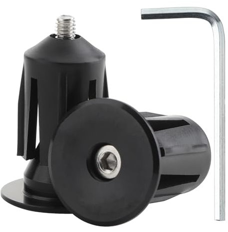 Teuena 1 Paar Lenkerstopfen Rennrad, Fahrrad Lenkerendstopfen aus Aluminium Lenker Endkappen Bar End Plugs, Lenkerband Endstopfen Fahrradlenker für Fahrrad, MTB, Rennrad (Schwarz)