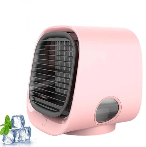 Vital Breeze Ac, Upgrade Vital Breeze Tragbare Klimaanlage, Mobile Klimageräte, klein persönlicher Luftkühler, 3 Geschwindigkeiten Min Air Conditioner Misting Ventilator für Schlafzimmer, Büro (Rosa)