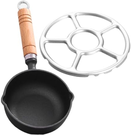 FUNOMOCYA Sartén Para Tortillas De Metal Calentador De Mantequilla Para Hacer Huevos Mango De Madera Para Cocinar Tortillas y Calentar Leche La Cocina