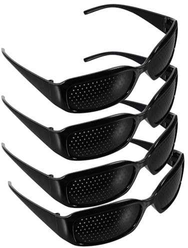 GANAZONO Gafas Protección Ocular Orificio Estenopeico Estilo Deportivo, Paquete de 4 Unidades, Aptas para Terapia Visual Ambliopía y Visión Perezosa