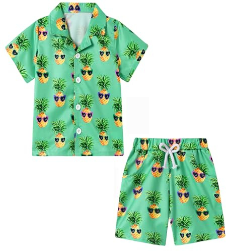 Zoerea Completo Da Spiaggia Traspirante Per Ragazzo, Camicia Da Spiaggia Con Stampa Hawaii E Pantaloncini Da Spiaggia Estivo 9-10 Anni Multicolore