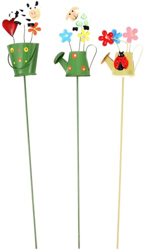 OKUMEYR 3 Pièces décoration en Pot Pics à Fleurs en métal piolets de Jardin en Fer pour jardinières succulentes décor de Jardin extérieur