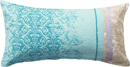 Erwin Müller Zusatz-Kissenbezug, Kissenhülle gemusterte Streifen Mint-Silber Größe 40x80 cm - samtweich, temperaturausgleichend, mit praktischem Reißverschluss