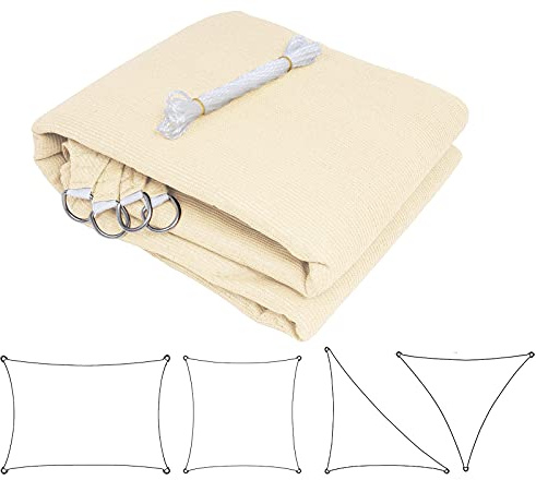 Laneetal Toldo Vela de Sombra Retcangular Bloquear UV Transpirable Resistente para jardín Exteriores HDPE 3 x 5 m Crema