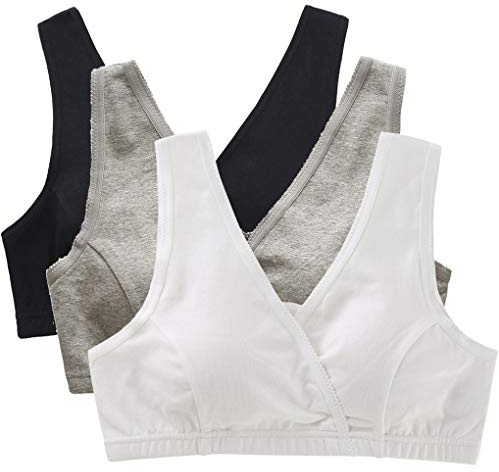 ZUMIY Nursing Bra, Women's Maternity Bra Breastfeeding Sleep Top (XL,Black+Grey+White/3pack)