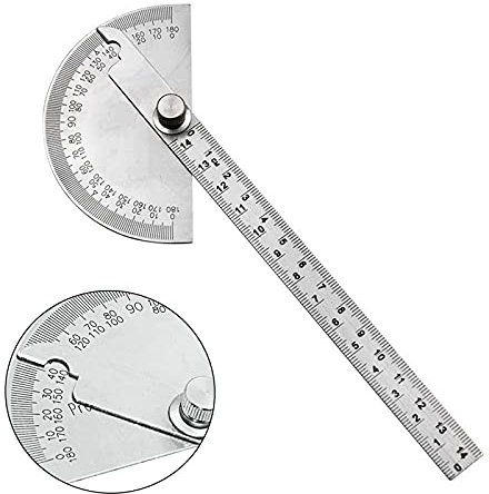 Transportador de Acero Inoxidable, Ajustable Metalico Transportador, Angulos Transportador de 180 Grados Regla, Medir Angulos para Taller Escolar Oficina Industrial Transportador