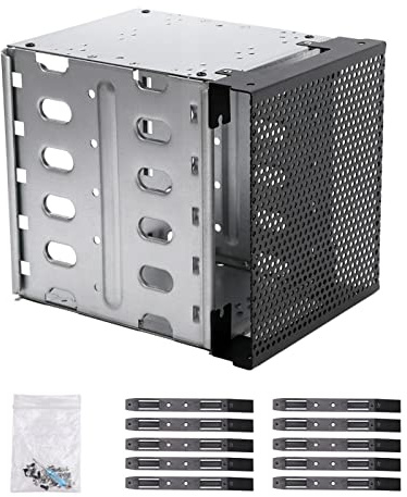 Hard Drive Cage, 5 Layers 3.5 Hard Drive Tray Rack Enclosure with Screws,Fits for Host Case Which CD-Rom Slot Inwall Is Flat,Or Bracket Installation Type CD-Rom Slot(size:for 3.5inch hard drives.)