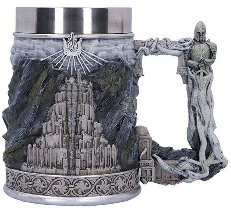 Nemesis Now Chope du Seigneur des Anneaux Gondor 15,5 cm en résine, produit officiel du Seigneur des Anneaux, chope à bière Gondor, insert en acier inoxydable, coulée dans la meilleure résine, peinte