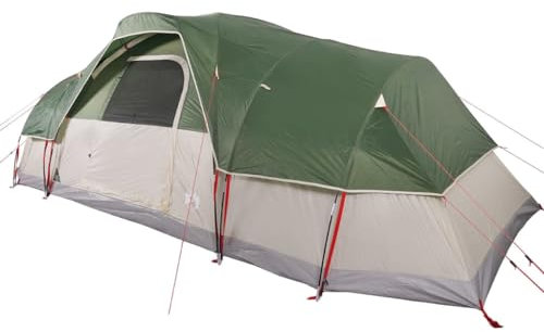 vidaXL Kuppel Familienzelt 11 Personen, Campingzelt mit Netzwände, Wasserdicht Gartenzelt mit E-Anschluss, Kuppelzelt, Grün 185T Polyester