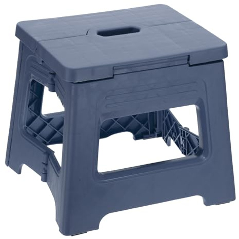 sourcing map 8 Folding Step Stool for Adults 88 lbs Capacity Non-Slip Step Stool with Handle Collapsible Foot Stools, Blue Small Stepping Stool for Bathroom, Bedroom, Kitchen