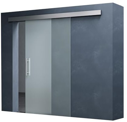 Mai & Mai Porta Scorrevole in Vetro 77.5x205cm, Porta Scorrevole in Vetro Smerigliato 8mm con Binario e Maniglia Per Asta per Bagno Cucina Studio Ufficio, Amalfi TS14-775SC VSLG