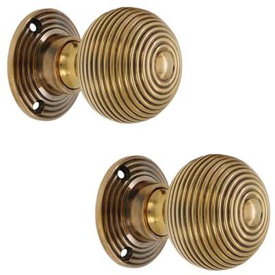 Infinity dekor vintage stil vass bikupa slutverk fälg dörrknoppar mässing draghandtag på ofjädrad ros åldrad mässing 50 mm – perfekt för inomhus- och utomhusbruk