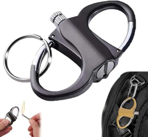 Keychain Lighter, Schlüsselanhänger-Feuerzeug, Ewiges Streichholz Feuerzeug mit Schlüsselanhänger, Tragbares Wiederverwendbares Multifunktionsmatch (Schwarz)