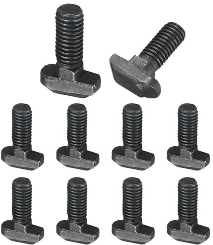 sourcing map 10 pernos M8 x 20 mm con ranura en T, pernos de cabeza de martillo de acero al carbono, tornillo deslizante con tuercas hexagonales M8 para perfil de aluminio de la serie 40 estándar