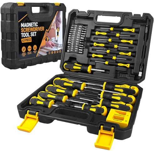 ZBXSNK 43pcs Magnetic Screwdrivers Set with Case Heavy Duty Chrome Vanadium Steel Magnetic Tips Screwdriver Hand Tools for Mechanics and Professionals