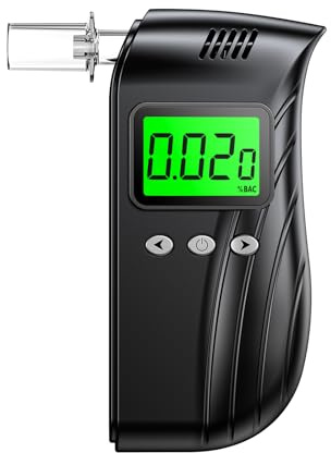 Breathalyzer, Breathalyzers for Alcohol with LCD Digital, Display Alcohol Breathalyzer Tester for Home Use, Portable Breathalyzer with 10 Mouthpieces and Carrying Case
