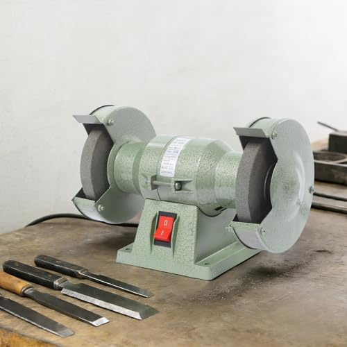 Dubbel slipmaskin, 125 mm diameter, 250 W motor, 2 800 varv/min, dubbelslipare, säker linjär hastighet: 40 m/s, stabil bas, för slipning av knivar, mejslar och snidverktyg