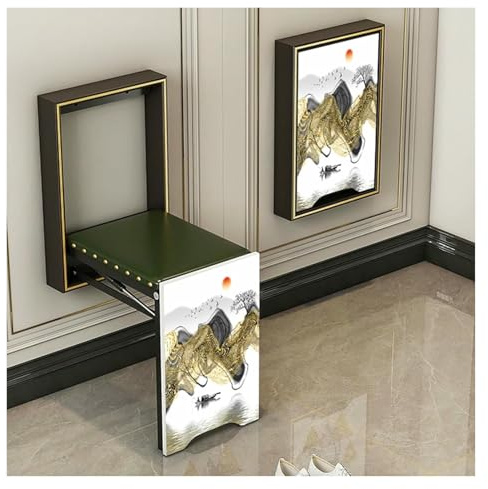 KEuLen Silla Invisible Plegable montada en la Pared: Taburete Que Ahorra Espacio for Entrada, Dormitorio y balcón(Black,G)