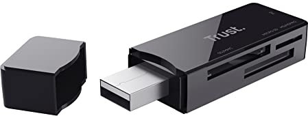 Trust Nanga Kartenlesegerät SD/Micro SD, USB 3.2 Kartenleser, 5 GBit/s, Unterstützt SD / M2 / MicroSD Speicherkarten, USB Adapter Kompatibel mit Windows, Mac, PC, Laptop