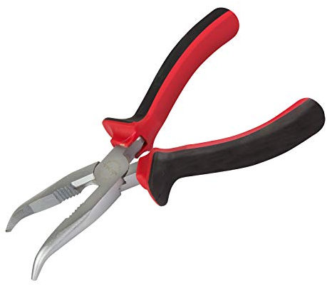 Alicates de punta redonda plana para radio, alicates curvados con filo de 180 mm