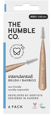 THE HUMBLE CO. - Interdental Brushes - Size 3-0.6 mm - Developed by Dentists - Designed in Sweden - Teeth Cleaning - Vegan & Cruelty-Free - 6p