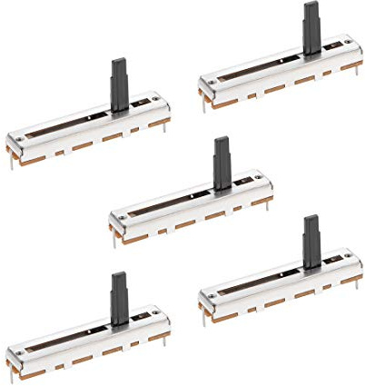 sourcing map 5 st fibervariabel resistorer mixer potentiometer rak glidande B100K ohm linjär potentiometer för dimning 45 mm