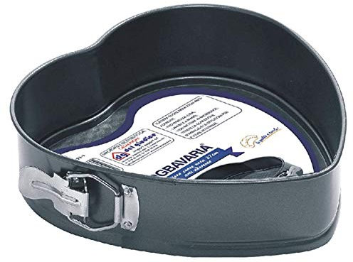 DG BAVARIA Tortiera Teglia Forma Cuore Misura 27 cm. Diametro Alta 6 cm. Circa, con Fondo Vassoio Colore Nero Serie Dolci e rustici