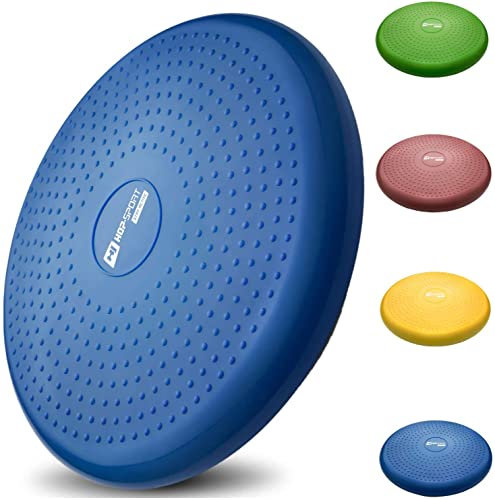 Hop-Sport Ballsitzkissen 34cm Durchmesser - Balance-Kissen mit/ohne Noppen beidseitig verwendbar (blau)