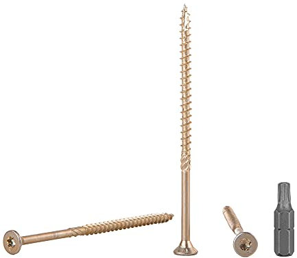 30 Stück gelb verzinkter Stahl 5,0 x 100 mm Holzschrauben Torx Kopf Typ 17 Senkkopf Spanplattenschrauben (30, 5,0 x 100 mm)