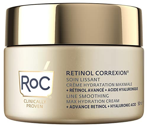 RoC Retinol Correxion Line Smoothing Max Hydration | Anti Falten Feuchtigkeitspflege, Gesichtscreme mit Hyaluronsäure | 50 ml