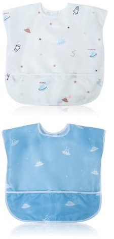 Little Dimsum 2 Pack Lätzchen Baby Lätzchen mit Ärmeln, Lätzchen Wasserdicht Abwaschbar Ärmellätzchen