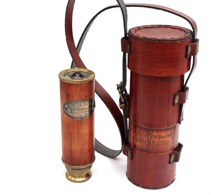 Pirate Brass Telescope – 25x30 Spyglass Monocular for Kids & Adults, Vintage Collapsible Brass Scope for Hiking, Travel, Nautical Decor – Handheld Pirate Telescope with Glass Optics