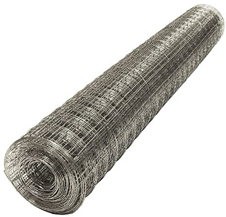 Galvanised Welded Chicken Wire Mesh Roll, Strong Netting for Rabbit Aviary Fence, 5 Metre Rolls (1 Square 5 Metre x 600mm Roll)