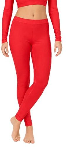BOOM Prime Leggings de Gimnasia para niñas, Mallas de Ballet sin pies, elásticos, elásticos, para niños, PE, Danza, Deportes, Mallas atléticas (Rojo, 13-14)