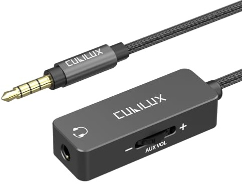 Cubilux Cavo attenuatore volume TRRS da 3,5 mm, cavo di prolunga per cuffie da 1/8 di pollice con controllo del volume audio, regolatore del volume in linea per auricolari, altoparlante, 4 piedi