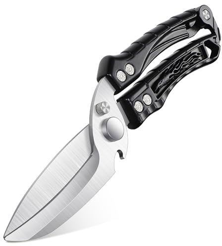 Japaknives Heavy Duty Poultry Shears,Detachable Kitchen Scissors for Chicken|Meat|Fish,Sharp Kitchen Shears with Serrated Edge,Stainless Steel Cooking Scissors for Thanksgiving Christmas (Black)