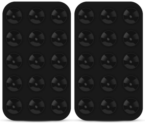 flintronic Telefonhållare i silikon, 2 st multifunktionellt telefonsugfäste, dubbelsidigt silikonfodral med sugpropp, halkfri mini-sugkoppsmatta för bilar, telefoner, mobil ström