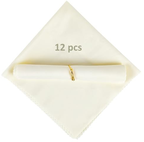 AZKEEGREY 12 Stück Weich Stoffservietten Beige Servietten Stoffähnlich, Polyester Beige Servietten 48 x 48 cm für Feiern Hochzeit Veranstaltungen Heimgebrauch