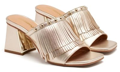GIOSEPPO Mules TACCO Pelle E Frange DIXFIELD, Platino, 40 EU