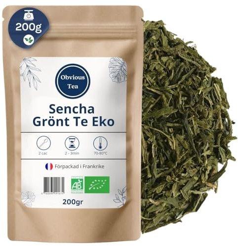 Ekologiskt kinesiskt Sencha grönt te - Löst veganskt te, 100 % naturligt, icke-GMO - Ekologiskt jordbruk - Förpackat i Frankrike