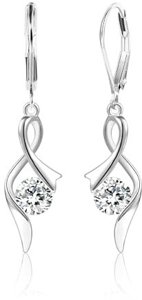 Silber 925 Hängend Ohrringe Damen, Lang Hängend Ohrringe Hypoallergen Diamant Hängeohrringe Brillant Zirkonia Hängend Ohrringe Leichte Hängend Ohrringe Glitzer Ohrhänger mit Stein fur Damen