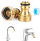 3 Stück Messing Wasserhahnverbinder Universal Wasserhahnanschluss Schlauchadapter,Schlauchkupplung Schnellkupplung Gartenschlauch Anschluss mit PTFE Dichtband (Außengewinde, Golden)