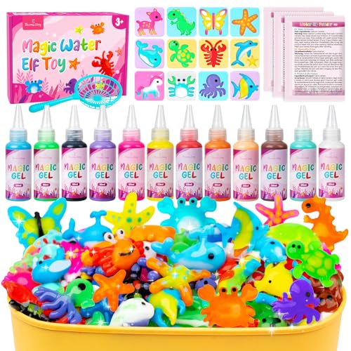 Eleanore's Diary Gels Magiques 3D CréAtifs, Aqua Gelz Set, DIY Magic Water Elf, 12 Bouteilles de Gel Coloré, 12 Formes, Water Art pour Enfants Garçons et Filles 3+