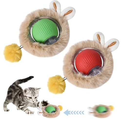 Homirty Set di Giocattoli Interattivi per Gatti - Palle Elettroniche Ricaricabili USB in Rosso e Verde con Movimento a 360°, Luci LED e Modalità Multiple, per Gatti e Cani di Piccola Taglia