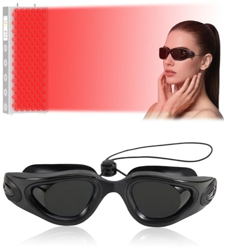 Fukaisu Gafas Protectoras para Bronceado, Gafas Cama Solar Protectoras para Fototerapia LED Belleza en Casa Tomar el Sol Incluye Estuche y Paño (Negro)