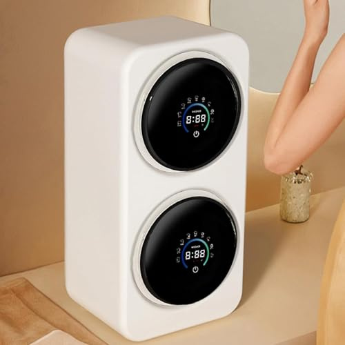 Full-Automatic Underwear Washing Machine and Dryer, 2×3.5L Electric Double Barrel Sock Washer Machine with Smart Touch Panel, for Home, Apartment, Dormitory and RVs(White,Desktop)